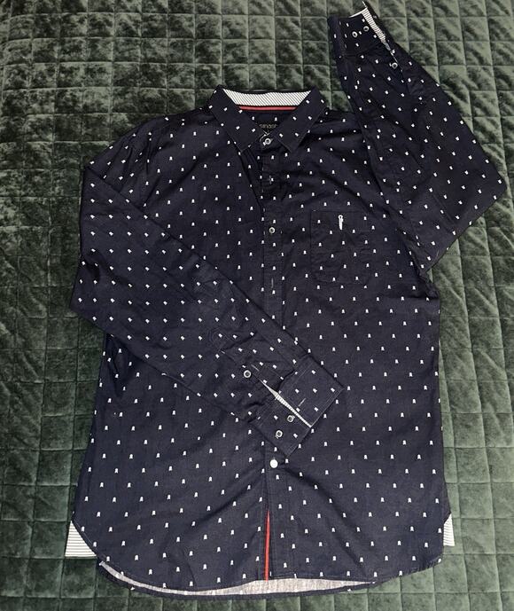 Smash Other - Smash Mens Long Sleeve Collared Shirt‎ Extra Large (XL) Navy Edgy